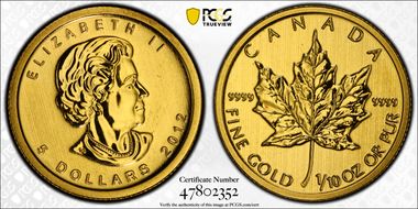 2012 $5 Maple Leaf/Au MS65