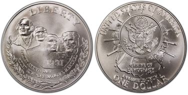 1991-P $1 Mount Rushmore MS70