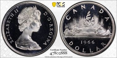 1966 S$1 Large Beads Ag PL67DCAM