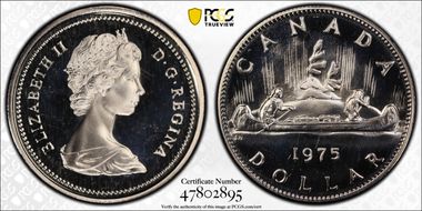 1975 $1 Voyageur Attached Jewels Ni PL68CAM