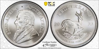 2022 1 Rand Krugerrand Silver First Strike MS70