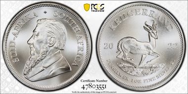 2022 1 Rand Krugerrand Silver First Strike MS69