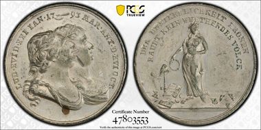 1793 Medal  Julius-354 WM w/Copper Plug Louis XVI & Marie-Antoinette SP53