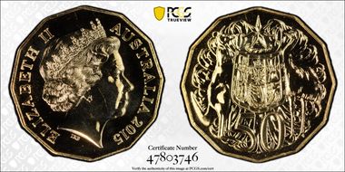 2015 50C Gilt Cu-Ni MS68