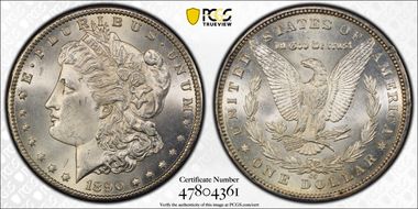 1890-CC $1 Tailbar MS64