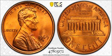 1969-D 1C MS67+ RD