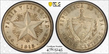 1915 20C Low Relief, Coarse Reeding KM-13.2 AU58