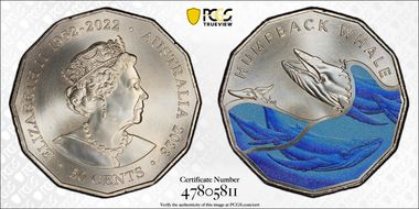 2023 50C Humpback Whale Colorized Antarctic Territory MS69