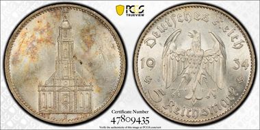 1934-G 5 Mk Potsdam without Date J-357 MS63