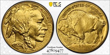 2008 $50 American Buffalo .9999 Fine Gold MS69