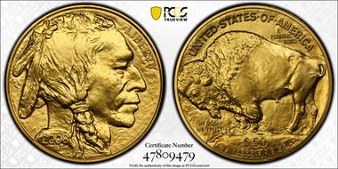 2008 $50 American Buffalo .9999 Fine Gold MS70