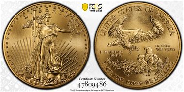 2016 $25 Gold Eagle 30th Anniversary MS69