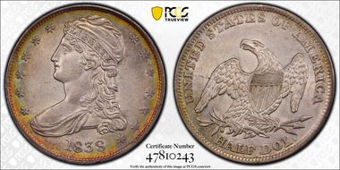 1838 50C GR-11 AU58+