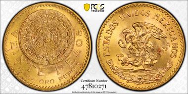 1959 20 Peso KM-478  Au MS66