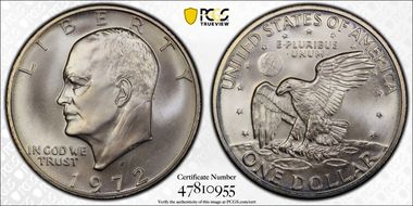 1972-S $1 Silver MS68