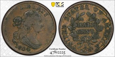 1804 1/2C Spiked Chin XF40BN