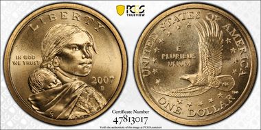 2007-D SAC$1 Satin Finish SP67