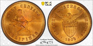 1903 1/2C MS64+ RD