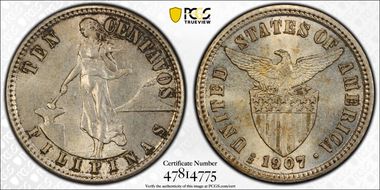 1907-S 10C AU58