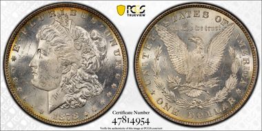 1878 8TF $1 VAM 18, Doubled Date MS63