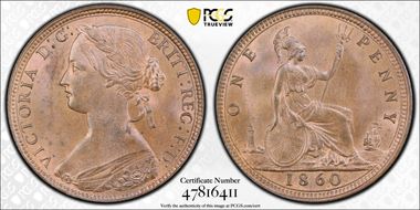 1860 1D S-3954 2/D L.C. WYON LCW(s) TB/TB MS64BN