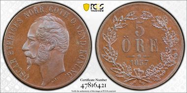 1857 5 Öre MS65BN