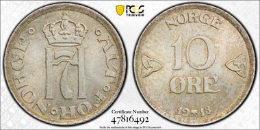 1918/7 10 Øre MS66