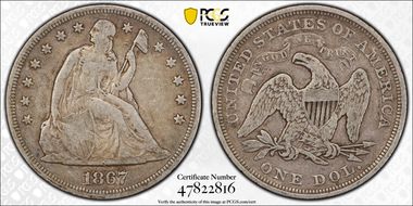1867 $1 VF20