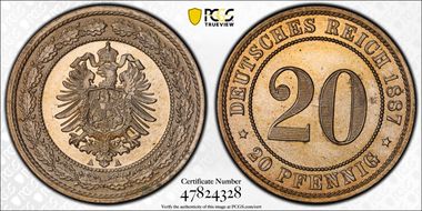 1887-A 20 Pfg J-6 PR65