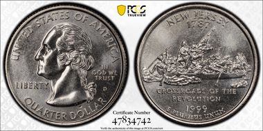 1999-D 25C New Jersey MS65