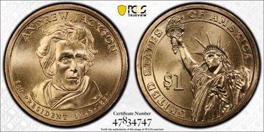 2008-D $1 Andrew Jackson - Pos A Satin Finish SP68