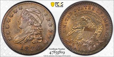 1820 10C JR-8, Large 0 MS62