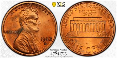 1982-D 1C Zinc Large Date MS65RD