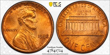 1982 1C Zinc Large Date MS64RD