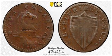 1787 NJ 1/2P Clashed Die, Maris 46-e AU50BN