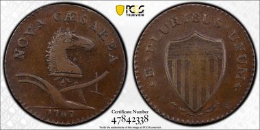 1787 NJ 1/2P Bottom Stars Distant, Maris 63-s VF35BN