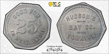 (c.1914-20) Tk 25C Gingras-280b Yorkton, SK Hudson's Bay Company AU58