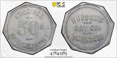 (c.1914-20) Tk 50C Gingras-280c Yorkton, SK Hudson's Bay Company AU55
