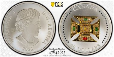 2023 $20 St. Edwards Jeweled Crown  Matte Ag Gilt First Strike PR69