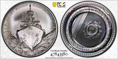 (2021-P) Medal U.S. Coast Guard Matte 2.5oz Ag MS70