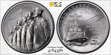 (2022-P) Medal U.S. Navy Matte 2.5oz Ag MS69