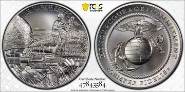 (2022-P) Medal U.S. Marine Corps Matte 2.5oz Ag MS69