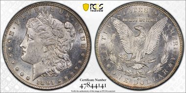 1891-CC $1 VAM 7, Spitting Eagle MS61