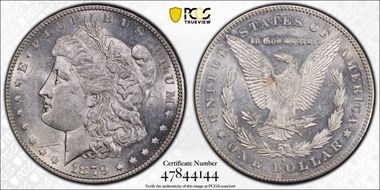 1879-S $1 VAM 9, Rev. of 1878 AU58