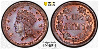 (1861-65) Token F-50/335a Copper Our Army MS64BN