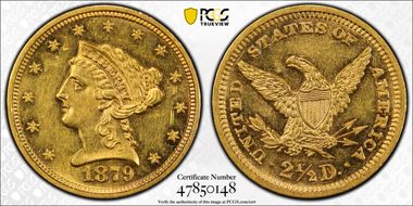 1879 $2.50 AU58