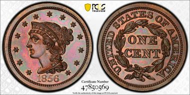 1856 1C Slanted 5 PR65RB