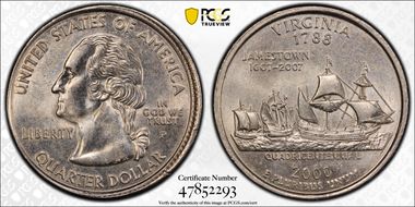 2000-P 25C Virginia AU58