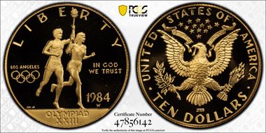 1984-W $10 Olympic PR70DCAM