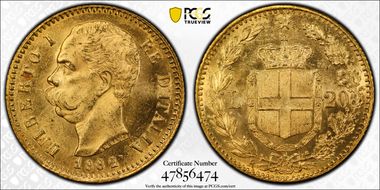 1882-R 20 L KM-21  Au MS63